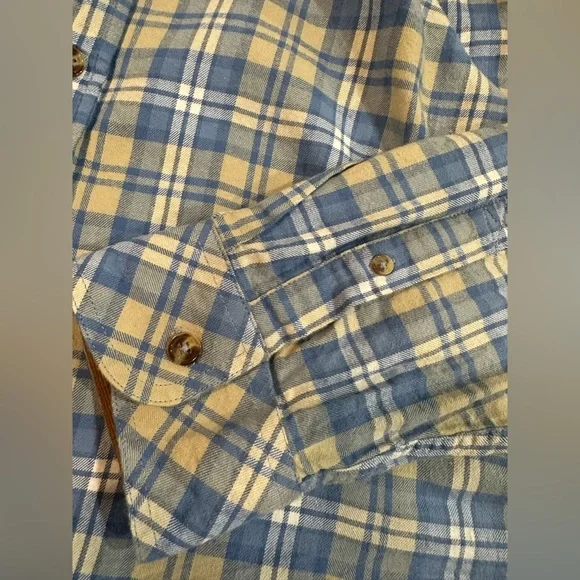 Venado Men’s Flannel Blue Plaid Button Down Shirt Long Sleeve 100% Cotton Large - Picture 11 of 15